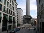 The base of the Monument to commemorate the Great Fire of 1666.
