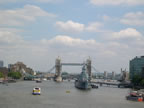 Docked in the River is the HMS Belfast that was used in WWII.