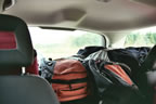 All of our luggage - this is a minivan, yet there was not much extra room.