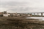 The town of South Queensferry and the second  bridge, a road bridge.