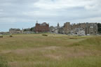 The town of St. Andrews and the club house. You can also see the stone bridge by the 18th hole.