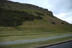 The Salisbury Crags in Edinburgh as we re-enter the city.