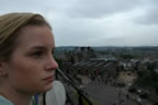 Melissa looking out towards the Calton Hill from the highest point at Edinburgh Castle.