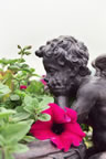 On of the bronze children copied from the gardens at Versailles.