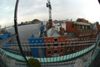 Looking out on the balcony to Essex Street East that runs into Temple Bar.